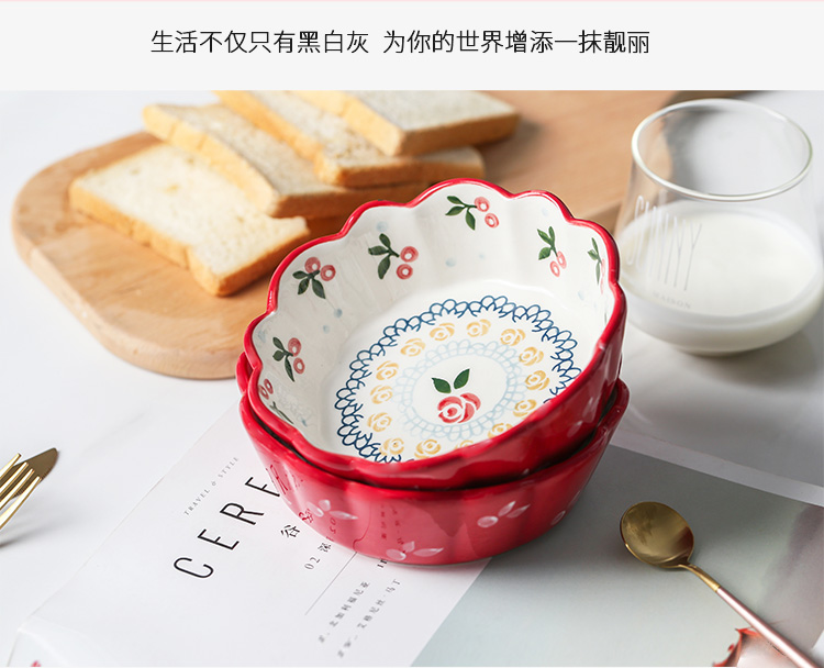Boss on web celebrity cherry small bowl creative household ceramics tableware individual dishes fruit salad dessert breakfast dishes