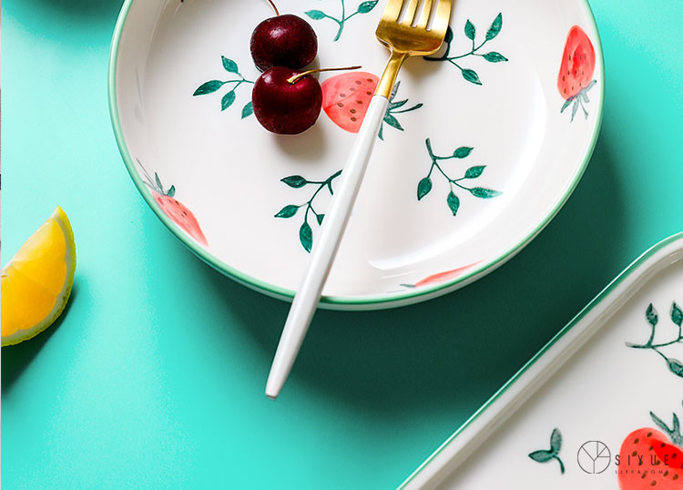 Boss on spring creative strawberry tableware ins 0 fish dish the Nordic household ceramic bowl rainbow such as bowl soup bowl