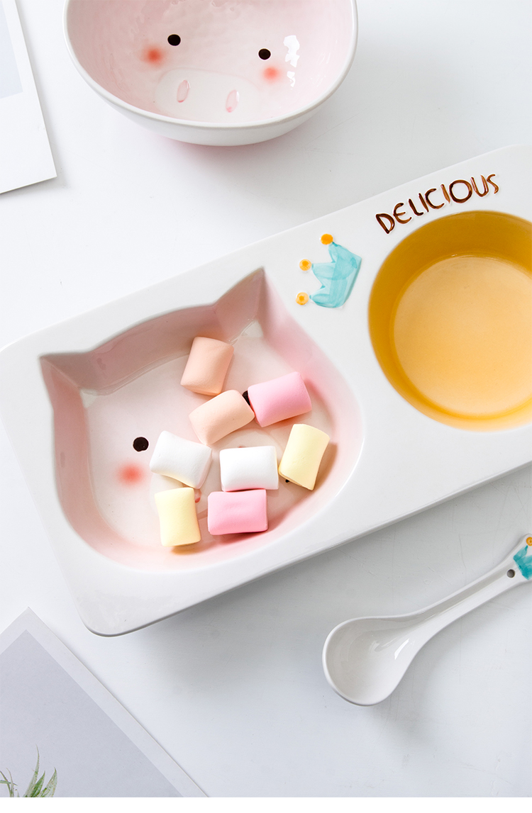 Boss on McDull pig ceramic dishes and lovely rainbow such as bowl with cover mercifully household suit children 's breakfast frame plate