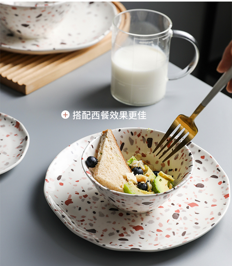 Boss in mottled creative ceramic tableware, lovely home soup bowl large rainbow such use 0 flat the salad bowl