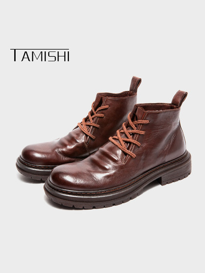 户外工装靴男加绒保暖男靴复古英伦风男士马丁靴真皮男鞋马皮靴子