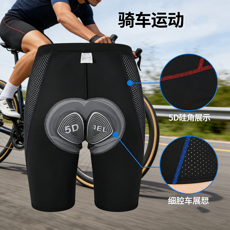 Cycling Underwear for Men, Silicone Shock-Absorbing Mountain Biking Shorts, Road Bike Shorts, Breathable Cycling Gear