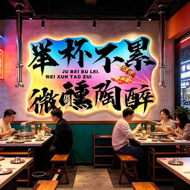 Industrial Style Skewer Barbecue Restaurant Atmosphere Light Painting Internet-Famous Bar Food Stall Barbecue Hot Pot Restaurant Creative Text Hanging Painting Industrial Style Skewer Barbecue Restaurant Atmosphere Light Painting Internet-Famous Bar Food Stall Barbecue Hot Pot Restaurant Creative Text Hanging Painting