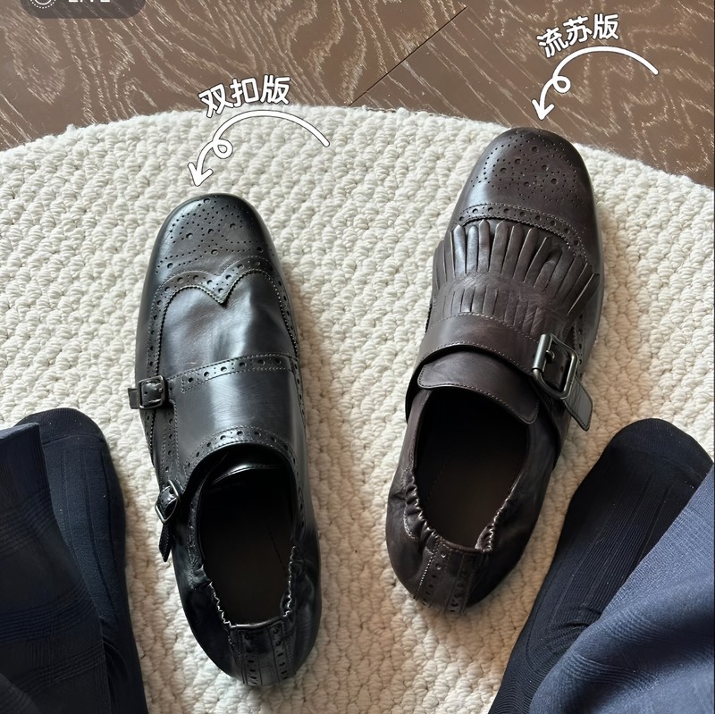 (Paris Boy) Vintage Carved Leather Loafers Men's Genuine Leather Tassel Slip-On Brogue Shoes (Paris Boy) Vintage Carved Leather Loafers Men's Genuine Leather Tassel Slip-On Brogue Shoes