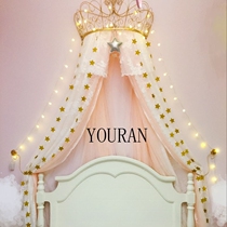 Princess Crown mantle lace bedside curtain gauze tent ceiling mosquito net court Korean wedding decoration bed curtain