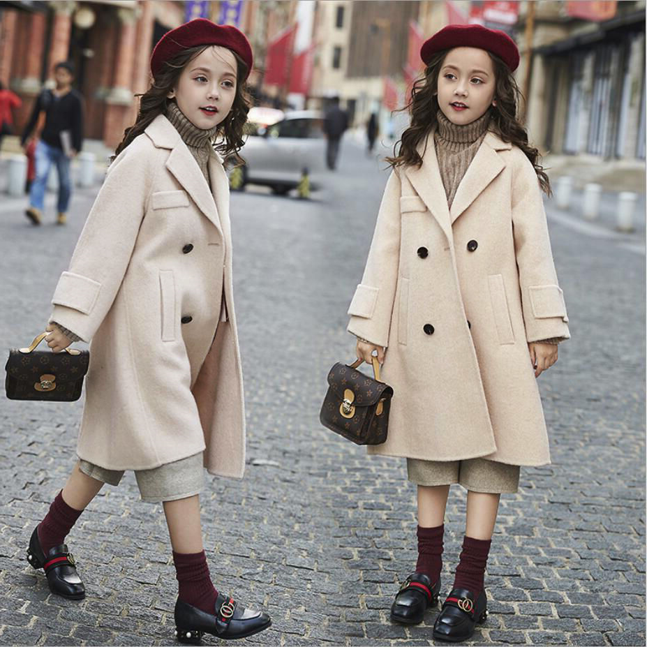 Girl Foreign Pie Fur Coats Autumn winter 2021 Son Great Dress Thickening Medium Long Version Cashmere Windcoat Bifacial Suede