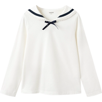 (Same style in the mall) Balabala Childrens Clothing Childrens Long-sleeved T-shirt 2024 Autumn Clothing Girls College Style Tops