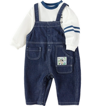 (Same style in the mall) Balabala baby autumn clothing boys long-sleeved suit overalls two-piece set 2024 new style