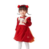Balabala girls dress autumn and winter baby style skirt princess skirt fake two pieces sweet and cute