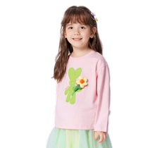 Balabala childrens clothing childrens long-sleeved T-shirt 2024 new girls spring clothing sweet and cute round neck bottoming shirt