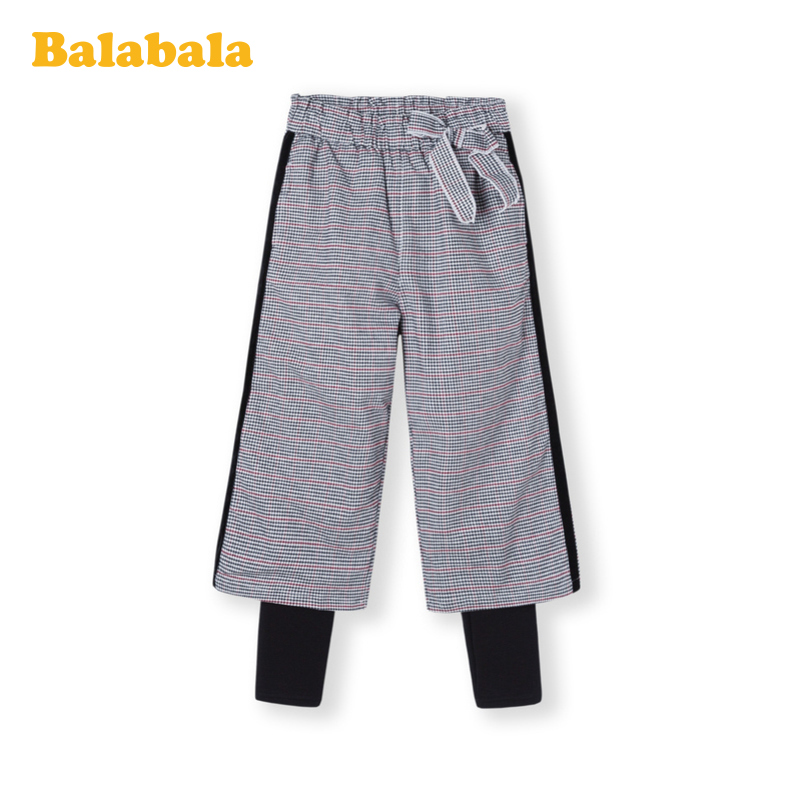 Balabala quần cô gái không khí kho rõ ràng trẻ em chính hãng mùa thu và mùa đông quần áo trẻ em trẻ em thousandbirds kẻ sọc quần rộng chân triều.