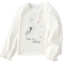 (Same style in the mall) Balabala childrens clothing childrens long-sleeved T-shirt 2024 autumn girls bud sleeve sweet tops