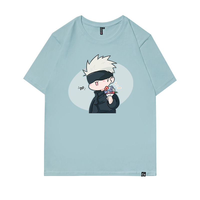 Oval Q-gray BlueSpell jointly T-shirt Short sleeve Article 5 Realization Animation surrounding solar system quadratic element Cartoon Compassionate Half sleeve men and women clothes