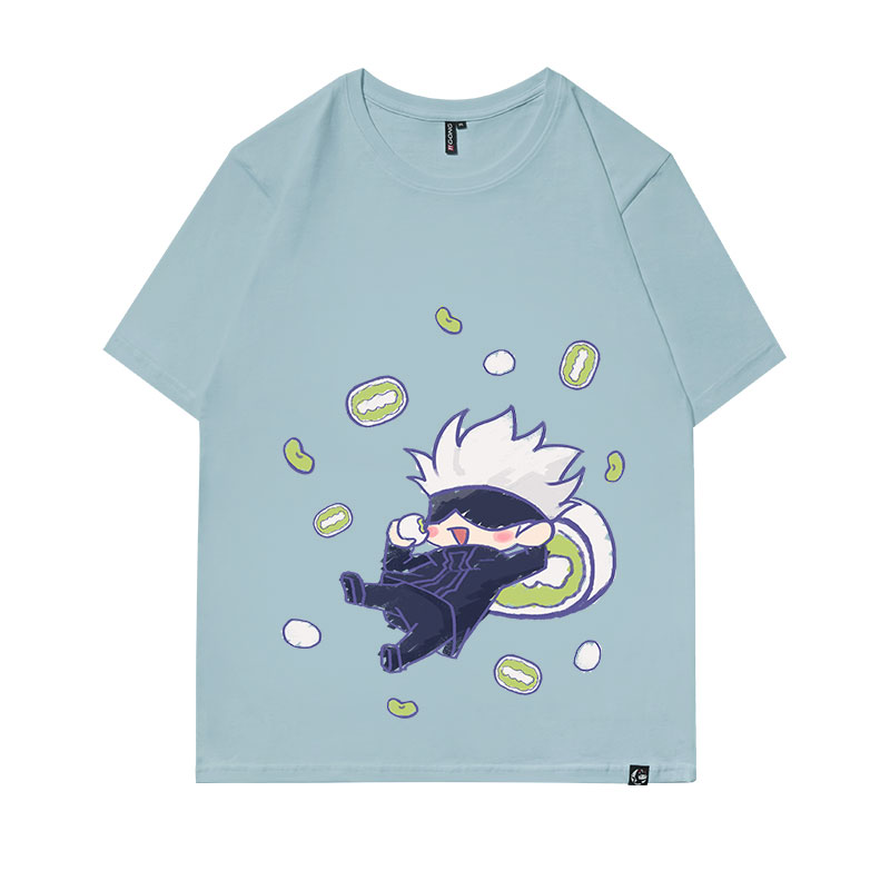 Five Foods - Grey Bluesolar system Animation surrounding T-shirt Spell Short sleeve jointly Article 5 Realization clothes easy lovers leisure time quadratic element men and women