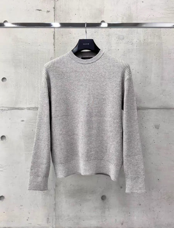 In Stock Vujade 011 Drop2 Waffle Knit Long-Sleeve Base Sweater, Cowhide Wool Blend