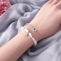 2021 New Star Moon Cats Eye stone bracelet ins niche design best friend transfer bead simple s925 sterling silver