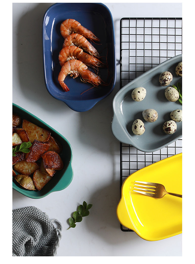 Jingdezhen ceramic ins northern wind ears paella use oven baking dish special cheese pan, a microwave oven