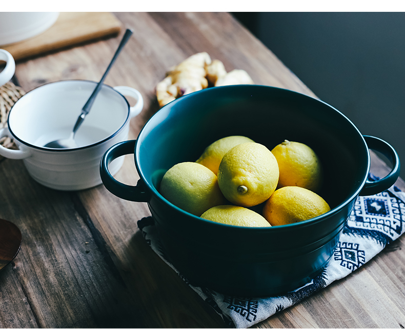 Northern wind under glaze color porcelain ear soup bowl salad bowl creative rainbow such use thick soup bowl Nordic breakfast bowl large soup bowl