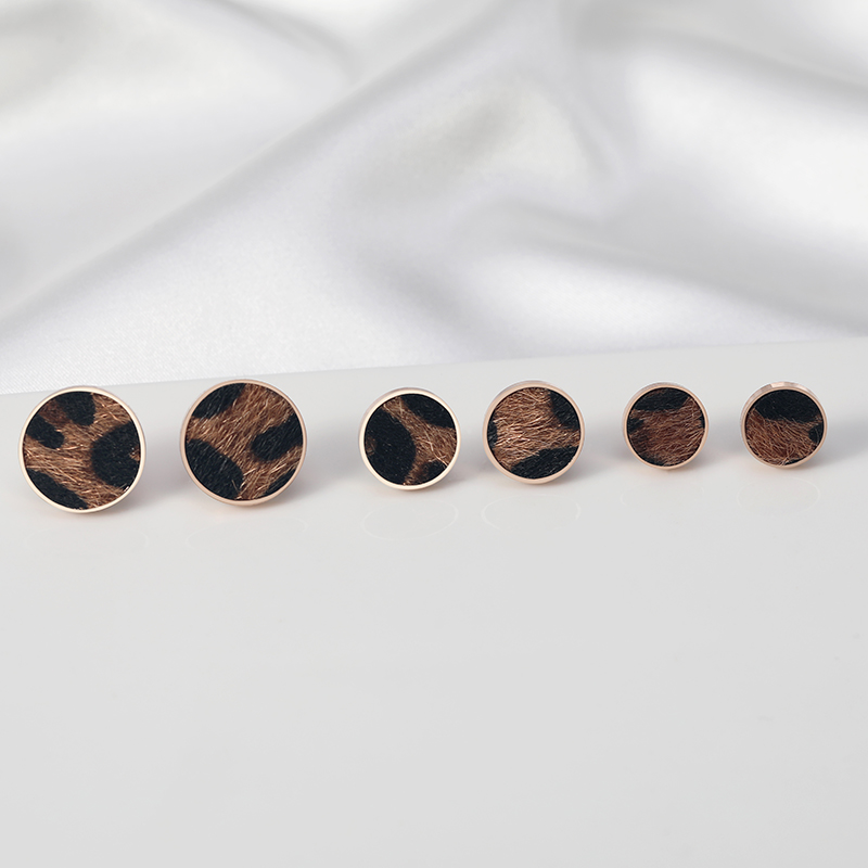 South Korea's Dongdaemun autumn and winter titanium steel round BAO WEN personality ear acupuncture all-match temperament net red earrings earrings hypoallergenic