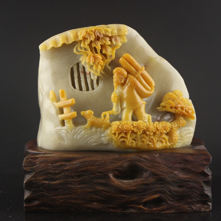 Shoushan Flag Falling Stone Leisure Farm Collection Gift Ornament Handicraft Gift Stone Carving Character Home Jewelry Direct Sales