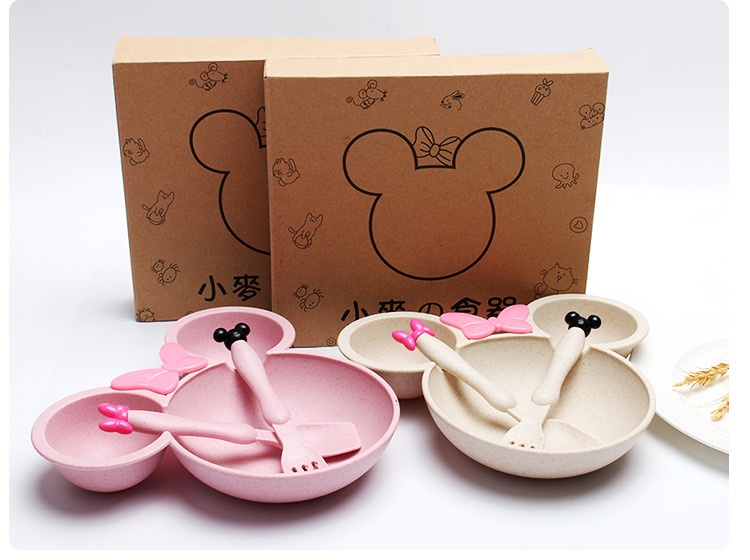 Wheat straw against falling children cutlery set hot baby baby baby home to use chopsticks to eat, lovely small bowl