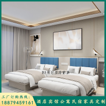 Hotel bed custom hotel furniture simple modern apartment standard room full set hotel single room soft bag bed frame TV cabinet