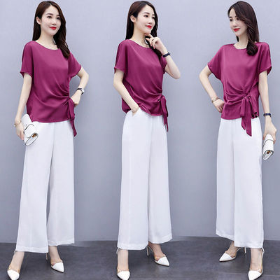 单/套装时尚阔腿裤女夏2021新款洋气遮