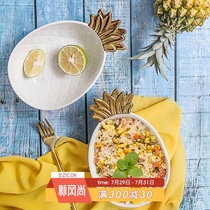 ezicok Pineapple bowl ins Nordic tableware Jewelry plate Pendulum tableware creative household plate Gold-plated ceramic bowl plate