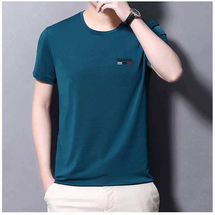 Quick-Drying Men's T-Shirt Short-Sleeved Round Neck Running Fitness Clothing Summer Casual Thin Ice Silk Breathable Sports Training Clothing