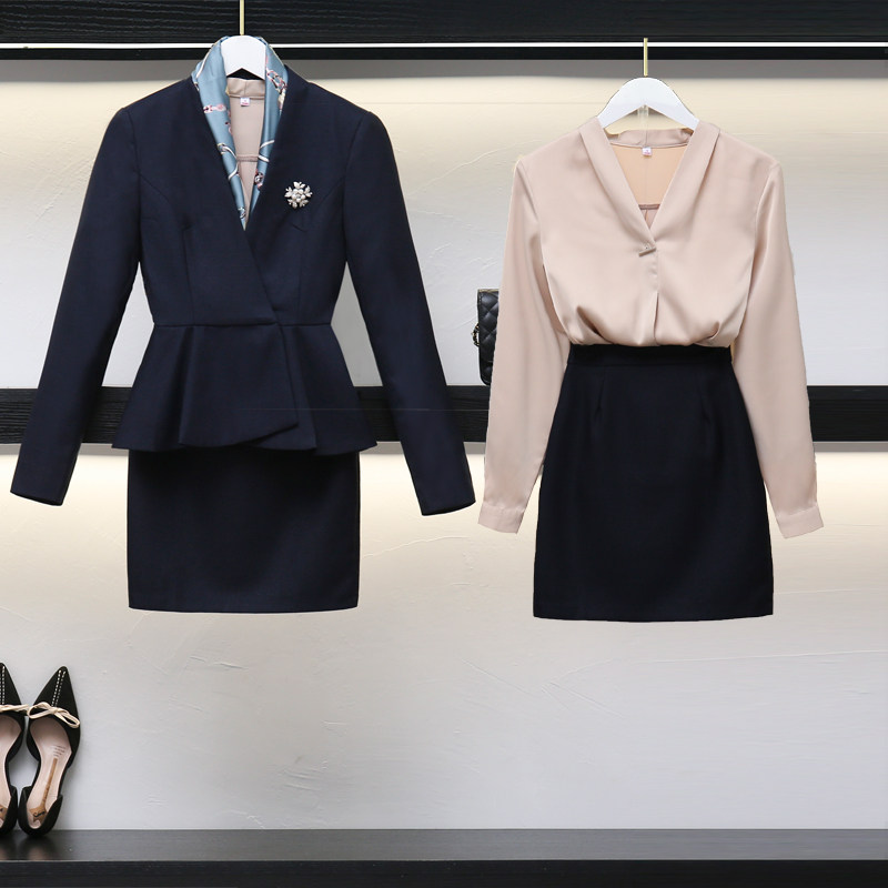 Career Cover Skirt Woman small fragrance Wind name Yuanyuan Suit High-end Business Positive Dress Autumn Working Clothes Beauty Salon Sample House Display Center Tooling