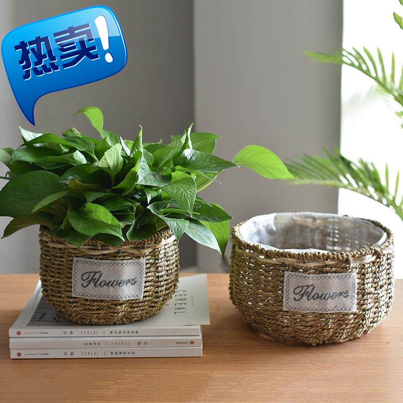 Decoration Basin Big Fields Garden Style Living-room Vines Creative Bamboo Basket Flowers S Basin Cover Gold Gdry Flowers basket Multi-carb