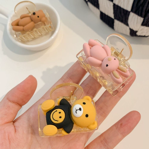 Мультяшная детская заколка-крабик, хвостик, заколка для волос, аксессуар для волос, с медвежатами, популярно в интернете