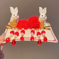 19#кроличье красный шар для волос [1 пара]