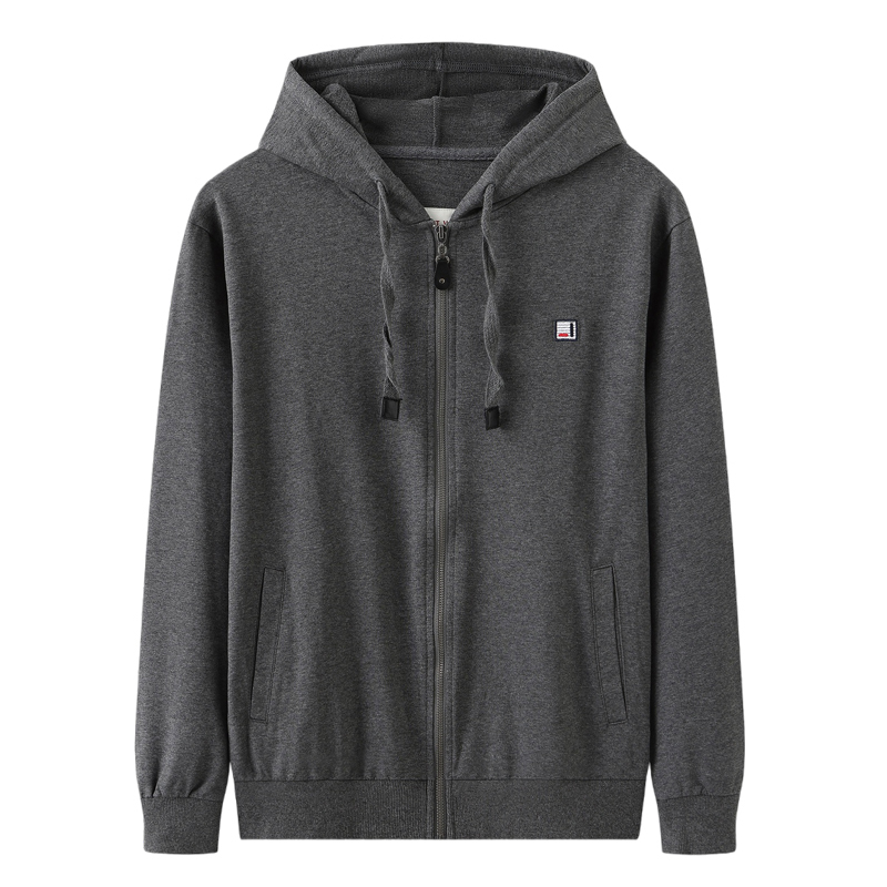 Spring and Autumn New Men's Pure Cotton Hooded Zip-Up Cardigan Thin Sports Casual Sweatshirt Jacket Long-Sleeve Top Trendy