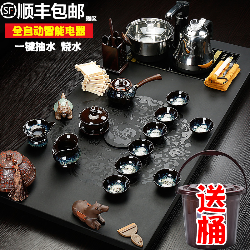 Sea step four one automatic sharply stone tea tray was contracted sitting room purple sand cup kung fu tea set