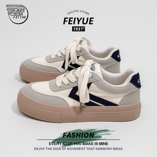 Женские парусиновые туфли Feiyue, новинка 2023 года, осенняя универсальная обувь на толстой подошве в стиле ретро, нишевая спортивная и повседневная обувь