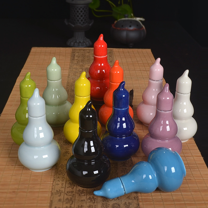 The Mini ceramic bottle gourd porcelain powder tank pill sealing small caddy fixings ceramic pot seal POTS