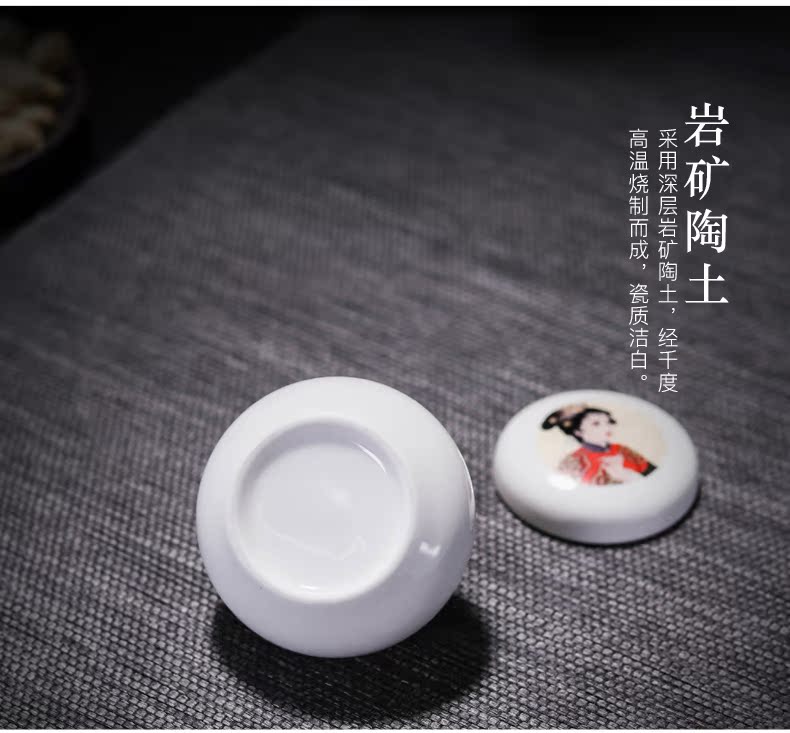 Small drum cosmetics porcelain antique new lotus paste Chinese medicine cream jars of ceramic paste pot Small POTS