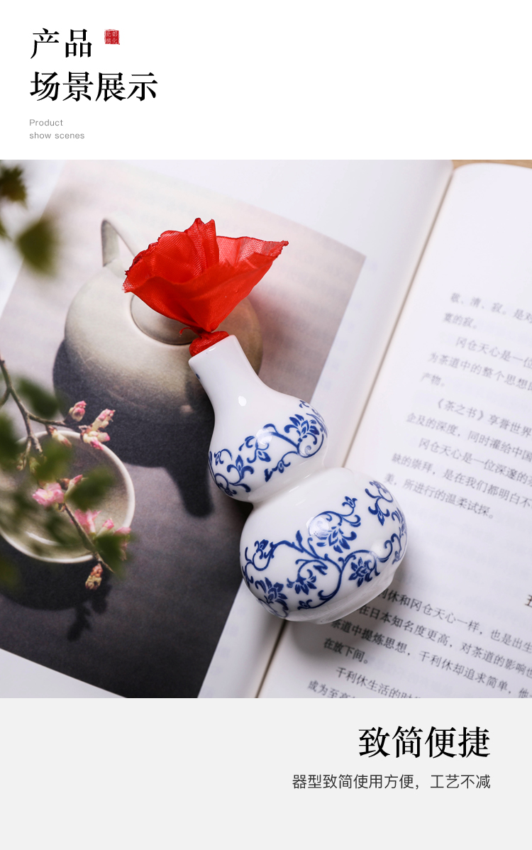 To DE ceramic small mini snuff bottle gourd powder pot work small porcelain child sealed storage jar of direct shot