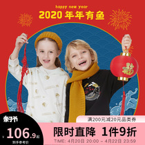 Chinese Wind T-Shirt Annai Childrens clothing male and female children with hood hood Long sleeves Weater Spring 2020 new foreign air falling shoulder blouses