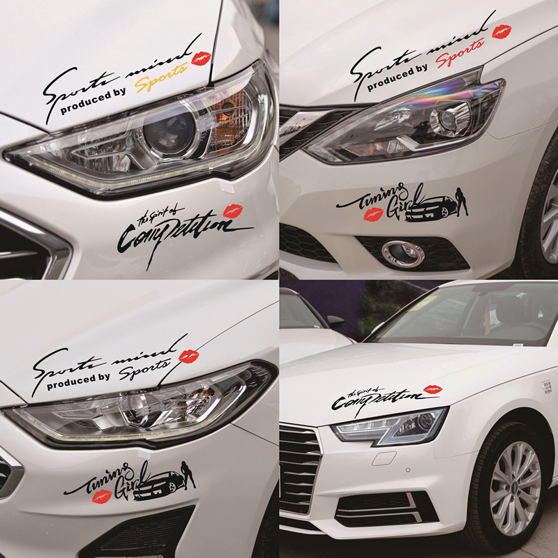 Car Sticker Lamp Brow Decoration Sticker Personality Creative Engine Cover Insurance Lever Scratch Car Sticker Letter Body Sticker Flower
