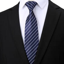 Men's Zipper Tie Wedding Groom Blue Stripe Formal Dress Business Occupation