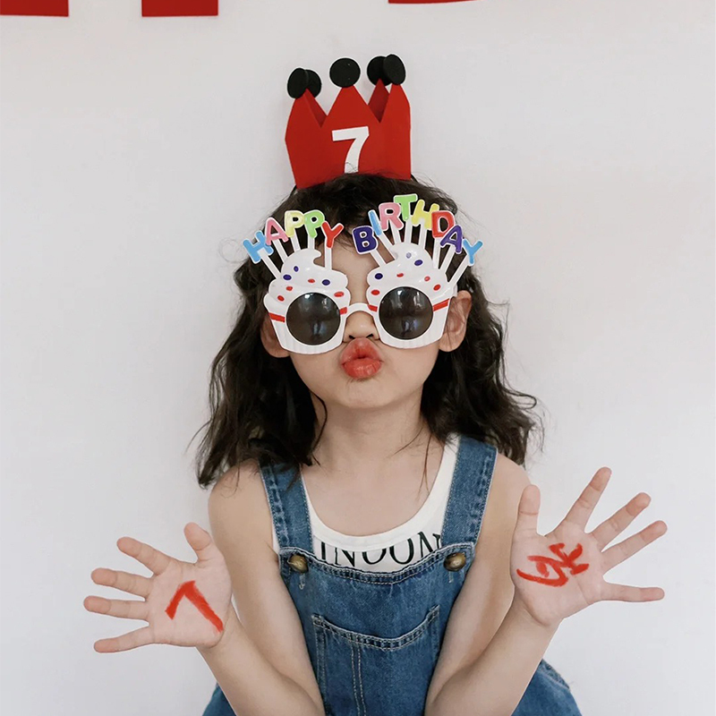 Birthday Hat, Glasses, Atmosphere, Sense of Ceremony, Photo Props, Boys, Girls, Kidsren, Happy Scene Decoration Birthday Hat, Glasses, Atmosphere, Sense of Ceremony, Photo Props, Boys, Girls, Kidsren, Happy Scene Decoration