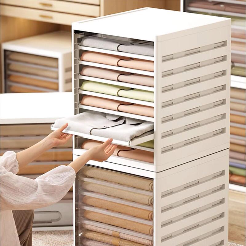 Clothing and Pants Storage Organizer, Home Wardrobe Layering Organizer, Pull-Out Multi-Layered Dividers, Sweater Folding Board