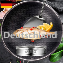 Dessini stainless steel non-stick wok frying pan oil fume non-coated induction cooker gas stove universal household stir-fry