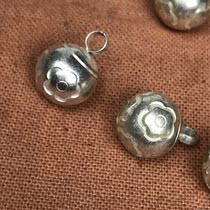 Guizhou characteristic pure handmade art Miao silver pendant earrings retro carved button handmade solid copper buckle