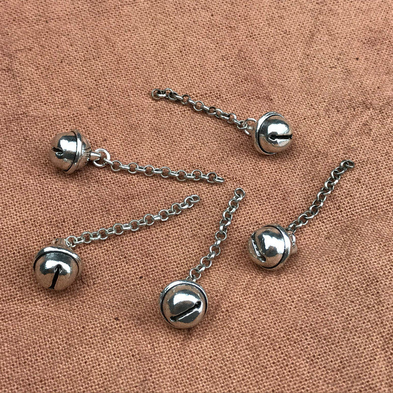 Guizhou featured craft Miao silver pendant ear with hollow carving button handmade bell accessories 95