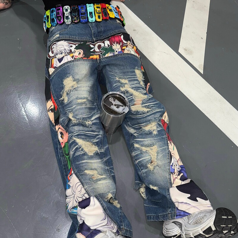 Cartoonbox Two-Dimensional Hunter Destroyed Heavy Industry Unisex Washed Jeans