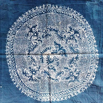 Handmade old embroidery Miao embroidery Miao hand-painted batik indigo plant dyed batik painting home clothing decoration DIY fabric