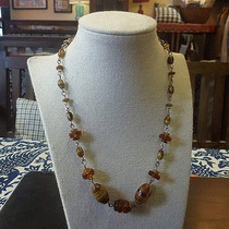 Western Antique Jewellery 1920-30 Years Czech Crystal Artificial Amber Antique Necklace
